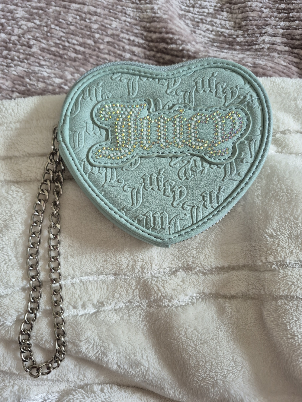 Juicy Couture Heart Crossbody Bag in Mint with Crystal Logo